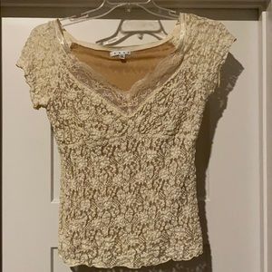 Cabi Cream Lace V-neck Top